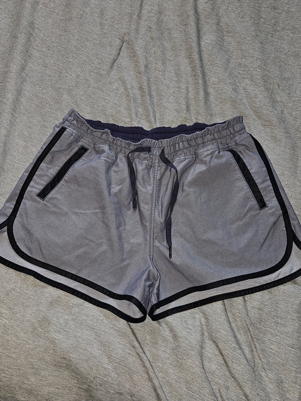 lululemon athletica Light Gray Athletic Shorts with Black Trim